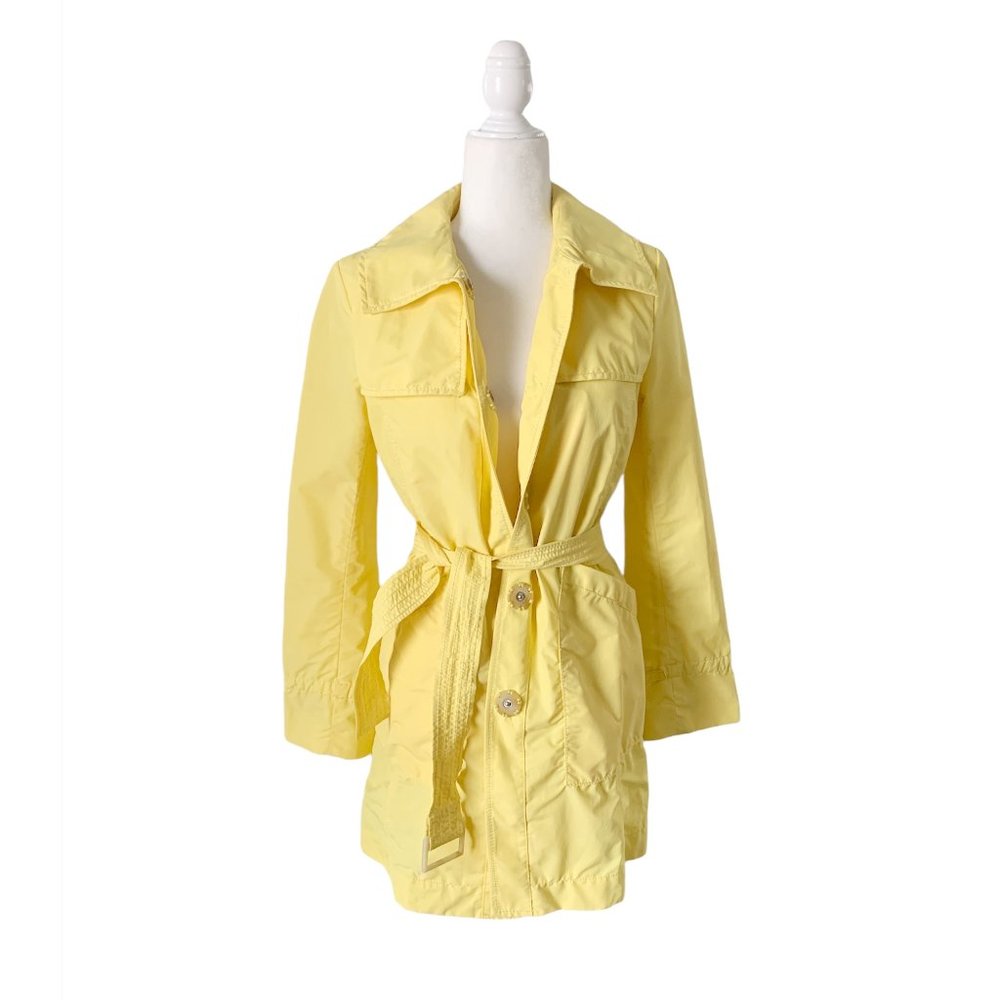 Elie Tahari Yellow Trench Raincoat Size Extra Small
